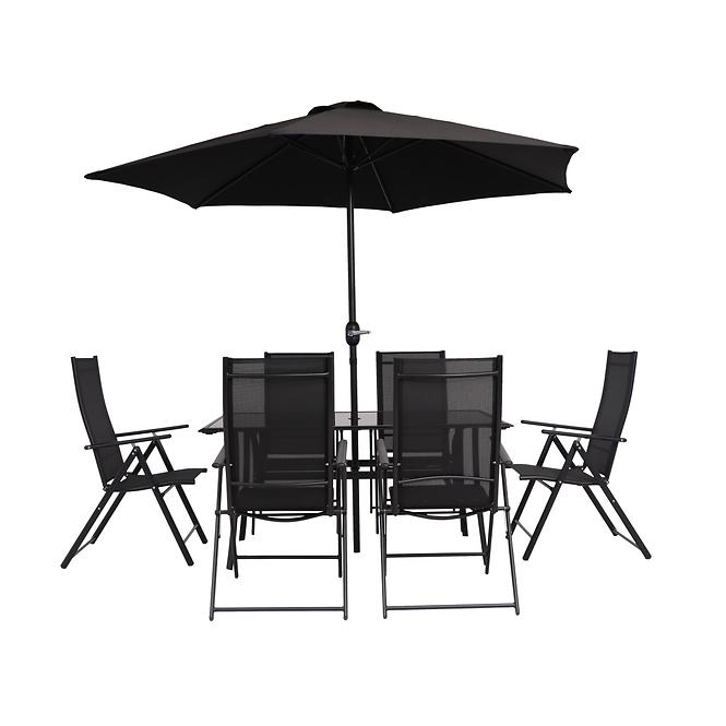 Norah Black kerti bútorkészlet esernyővel