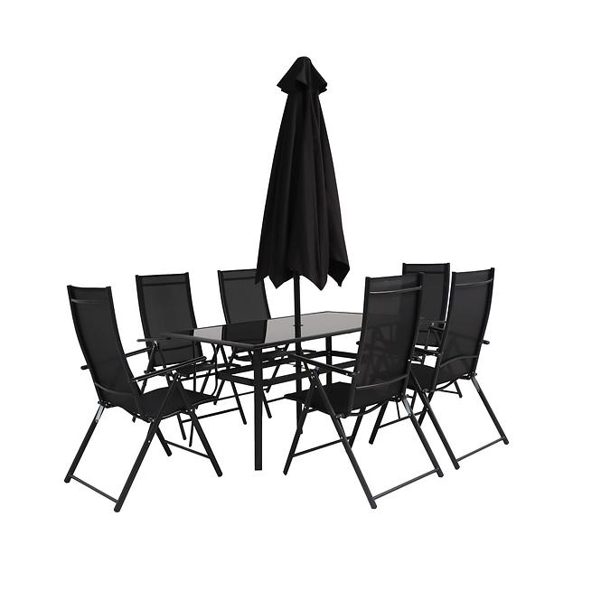 Norah Black kerti bútorkészlet esernyővel