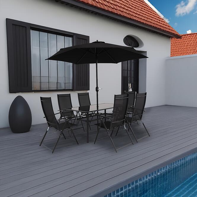 Norah Black kerti bútorkészlet esernyővel