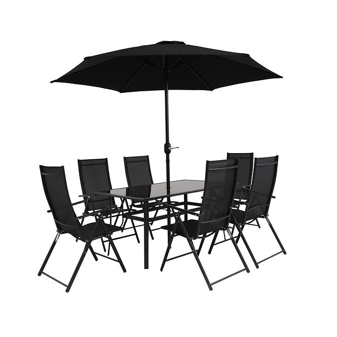 Norah Black kerti bútorkészlet esernyővel