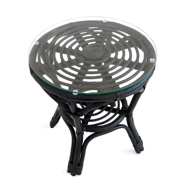 Asztal Quincy fekete természetes rattan