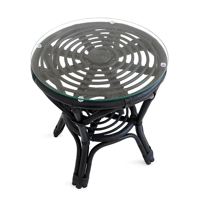 Asztal Quincy fekete természetes rattan