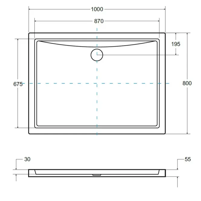 Zuhanytálca Alpina 100/80 stone effect fekete,3