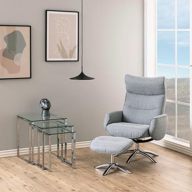 Fotel lábtartóval light grey