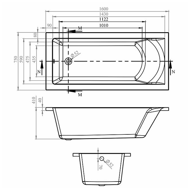 Hidromasszázs kád Brava 160x75 10DW + 10DP elektronikus vezérlés