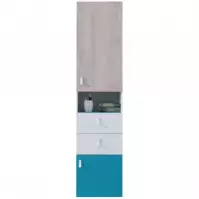 Regál Planet PL4 fehér/tölgy/tenger kék