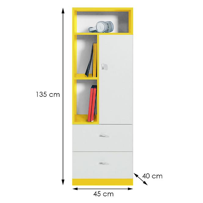 Szekrény Mobi MO-7 fehér lux/sárga