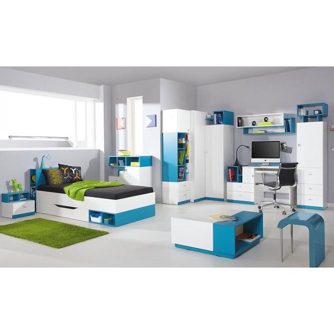 Polcrendszer Mobi MO-5 fehér/turkiz,3