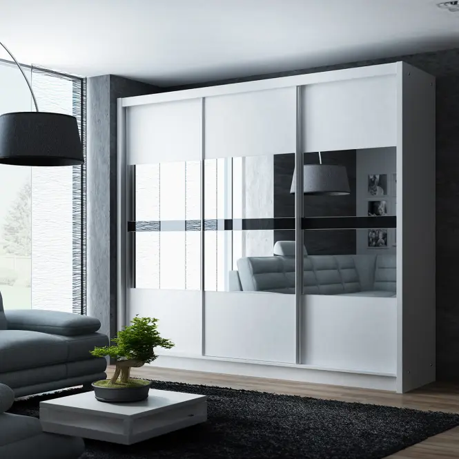 Szekrény Batumi 250 fehér/tükör,4