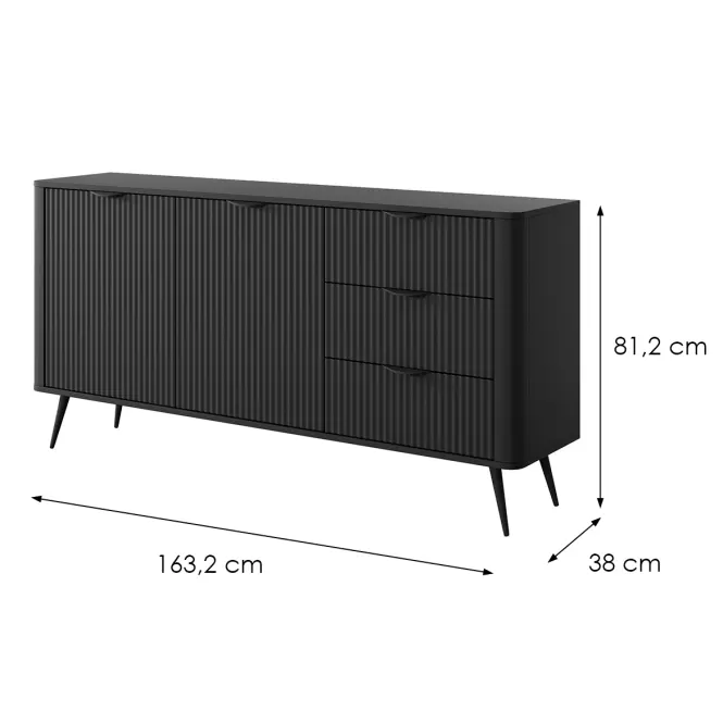 Komód Lante 163 2D3S black,2