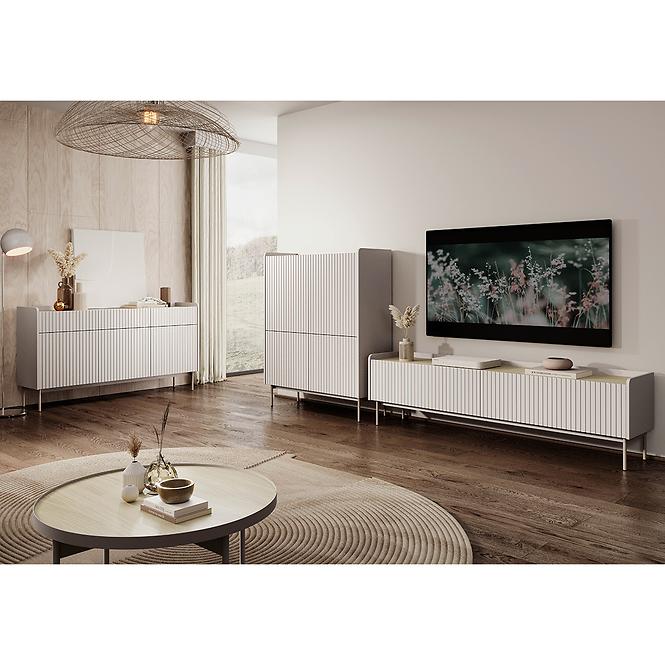 Komód Level A magas 103 4D beige/dub scandi