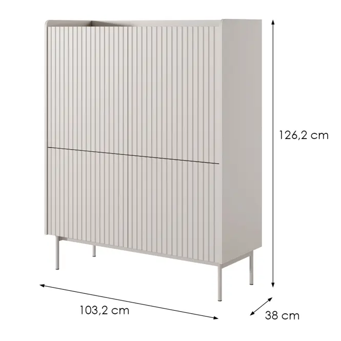Komód Level A magas 103 4D beige/dub scandi,2