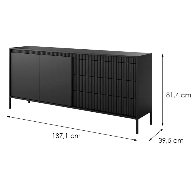 Komód Senso C 187 2D3S black,2
