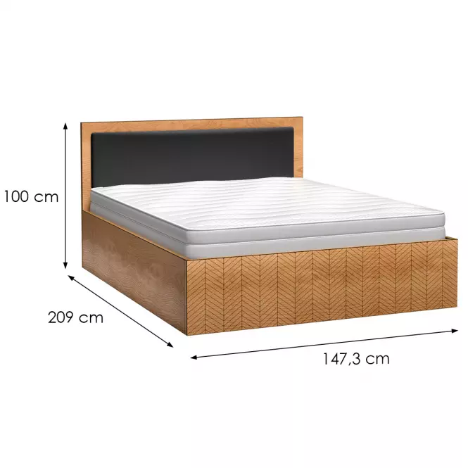 Ágy 140x200 Fonti F12 tölgy karamell,2