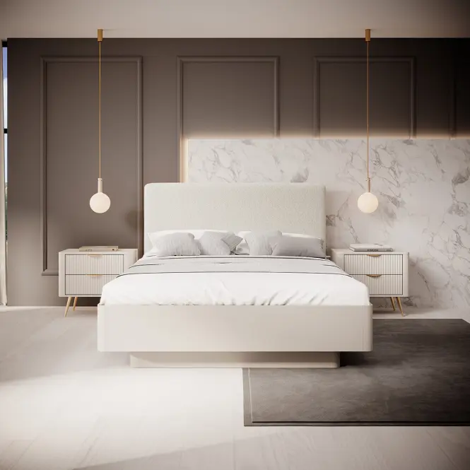Ágy Lante I 160 kárpitozott fejtámlával beige,6