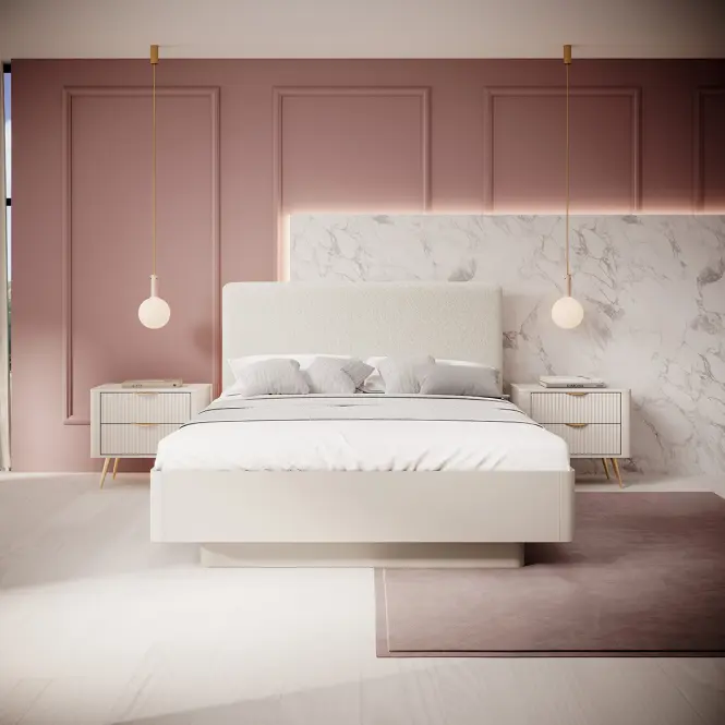 Ágy Lante I 160 kárpitozott fejtámlával beige