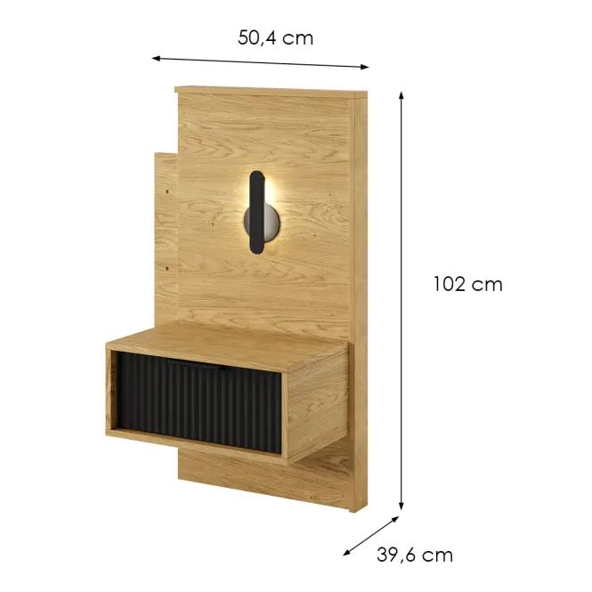 Éjjeliszekrény Baltic D Z Led -2 Szt tölgy Baltic/fekete,2