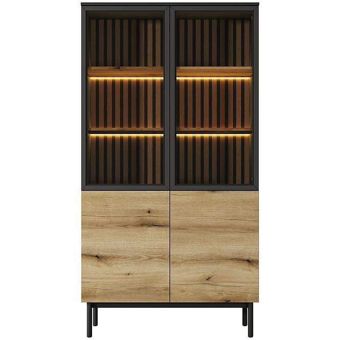 Vitrin Lang A magas +LED /fekete/ tölgy Evoke 