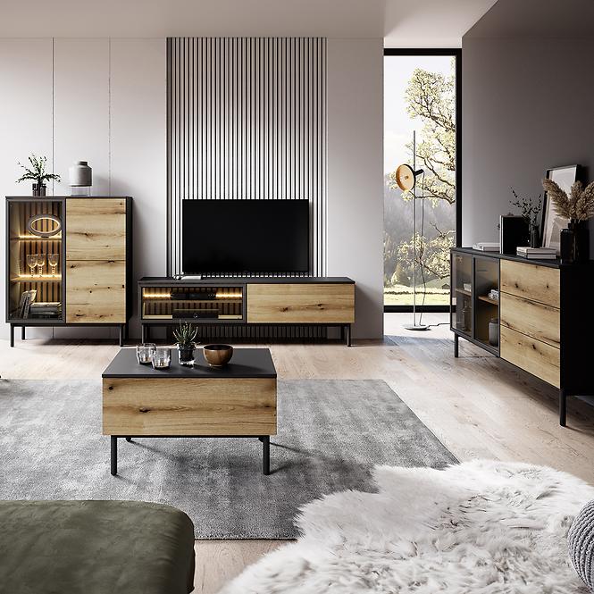 Vitrin Lang A magas +LED /fekete/ tölgy Evoke 