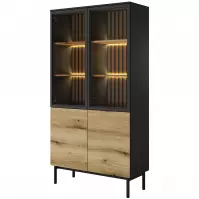 Vitrin Lang A magas +LED /fekete/ tölgy Evoke