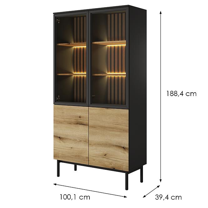 Vitrin Lang A magas +LED /fekete/ tölgy Evoke 