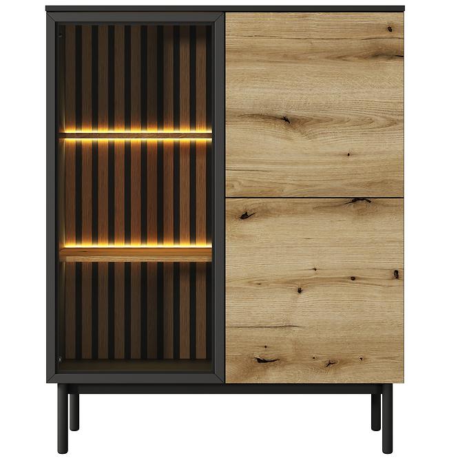 Vitrin Lang B alacsony +LED /fekete/ tölgy Evoke 