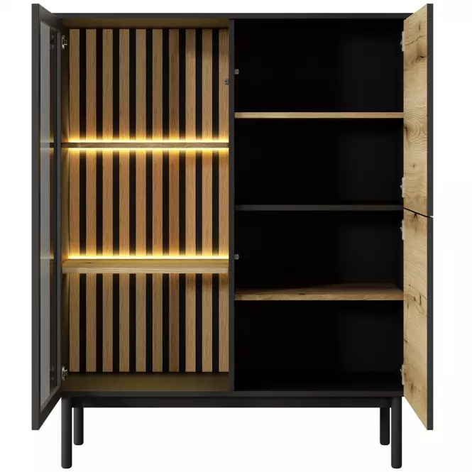 Vitrin Lang B alacsony +LED /fekete/ tölgy Evoke