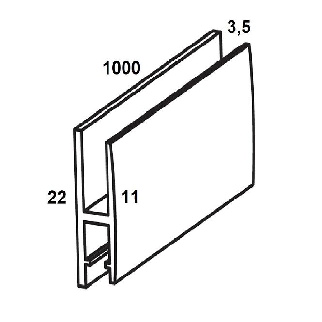 Profil h pvc fehér fényes 3.5x11x22x1000