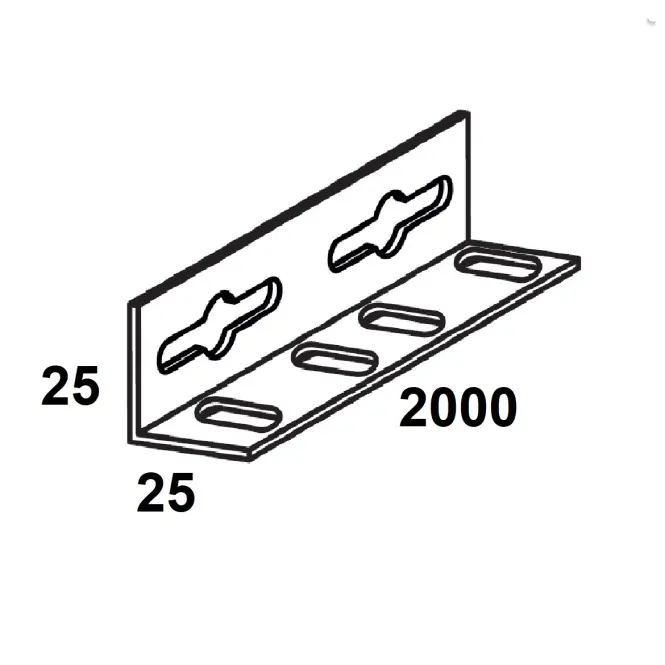 Polcsarok acél fehér 25x25x2000