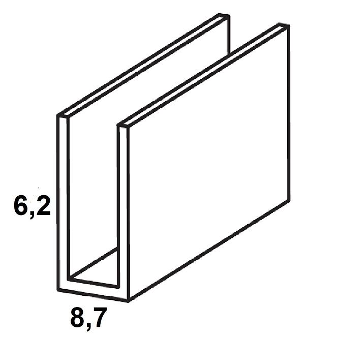 Profil u pvc fehér fényes 6.2x8.7x1000