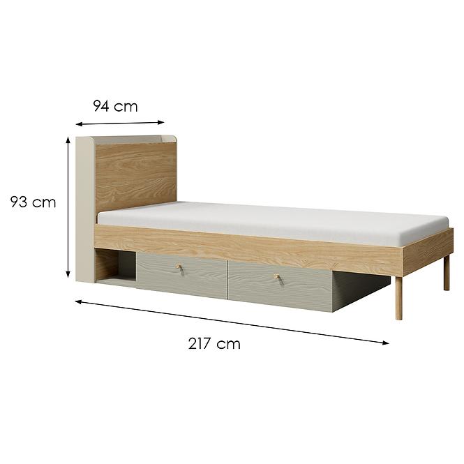 Ágy Yuki 13 P/L Eukaliptusz/Szürke Bézs/Olajozott Tölgy