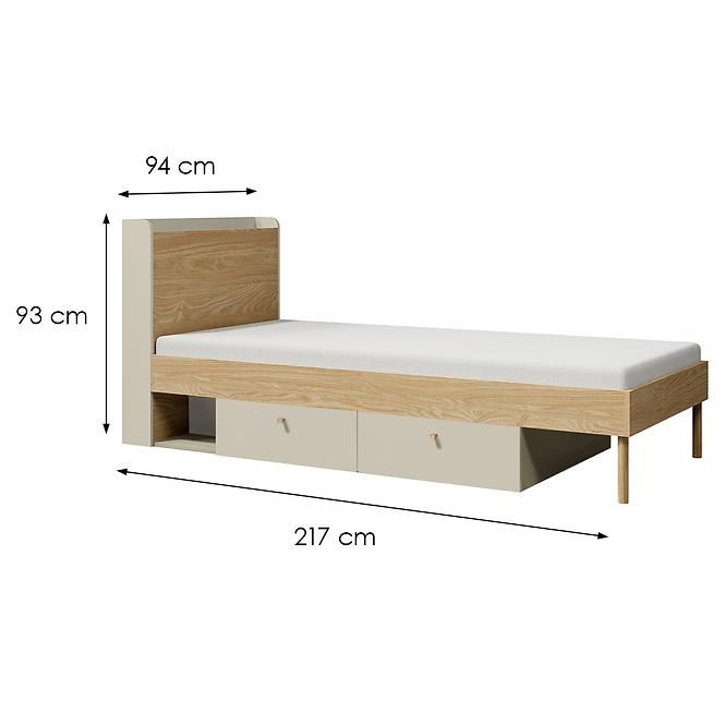 Ágy Yuki 13 P/L Szürke Bézs/Olajozott Tölgy