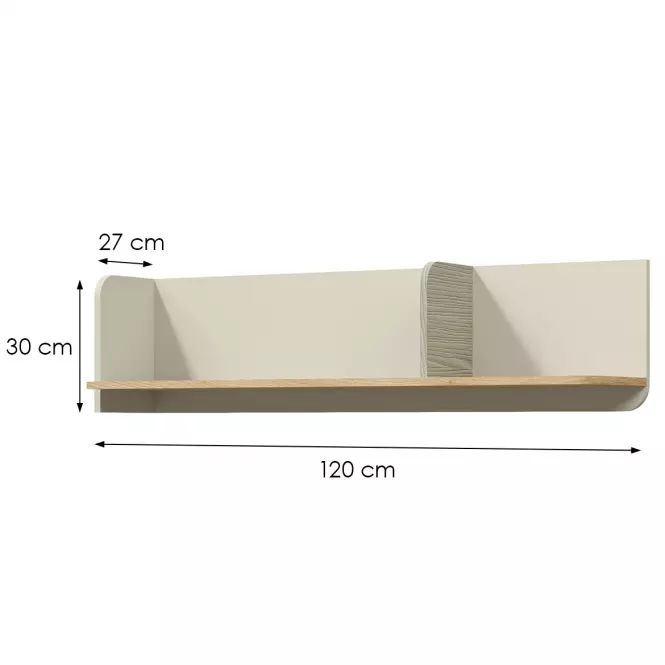 Falipolc YUKI 15 Eukaliptusz/Szürke bézs/Olajozott tölgy,2