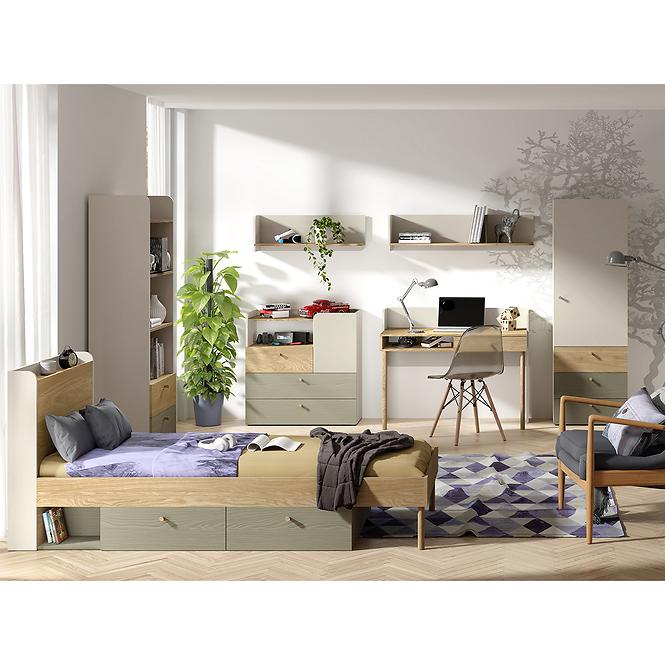 Falipolc YUKI 15 Eukaliptusz/Szürke bézs/Olajozott tölgy,3