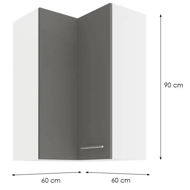 Konyhaszekrény LARA GREY 60X60 GN-90 2F (90°)