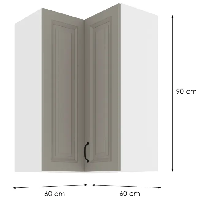 Konyhaszekrény STILO CLAYGREY/fehér 60X60 GN-90 2F (90°),2