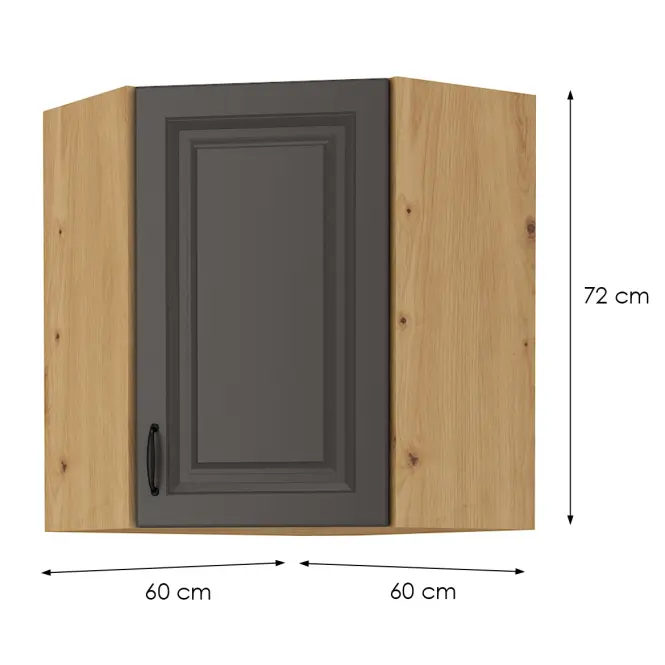 Konyhaszekrény STILO GRAFIT/ARTISAN 60X60 GN-72 2F (45°),2