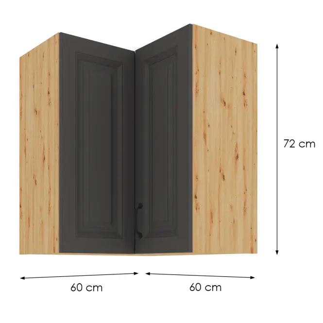 Konyhaszekrény STILO GRAFIT/ARTISAN 60X60 GN-72 2F (90°),2