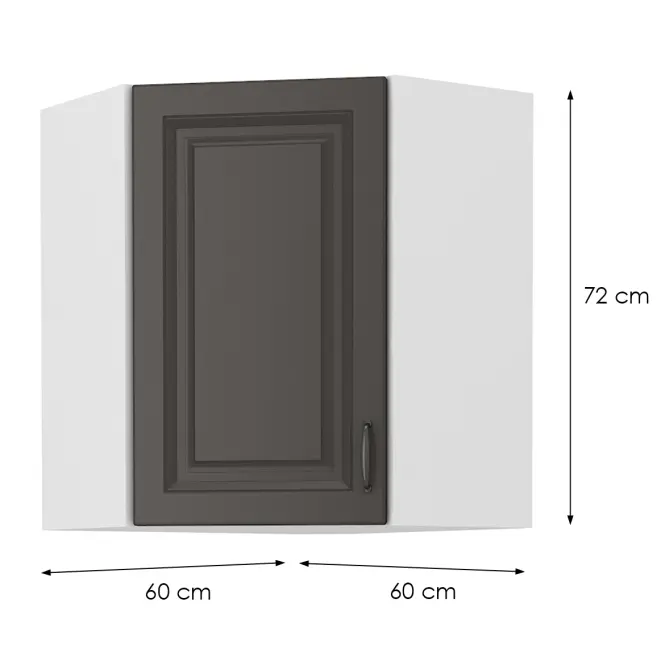 Konyhaszekrény STILO GRAFIT/fehér 60X60 GN-72 2F (45°),2