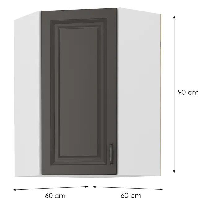 Konyhaszekrény STILO GRAFIT/fehér 60X60 GN-90 1F (45°),2