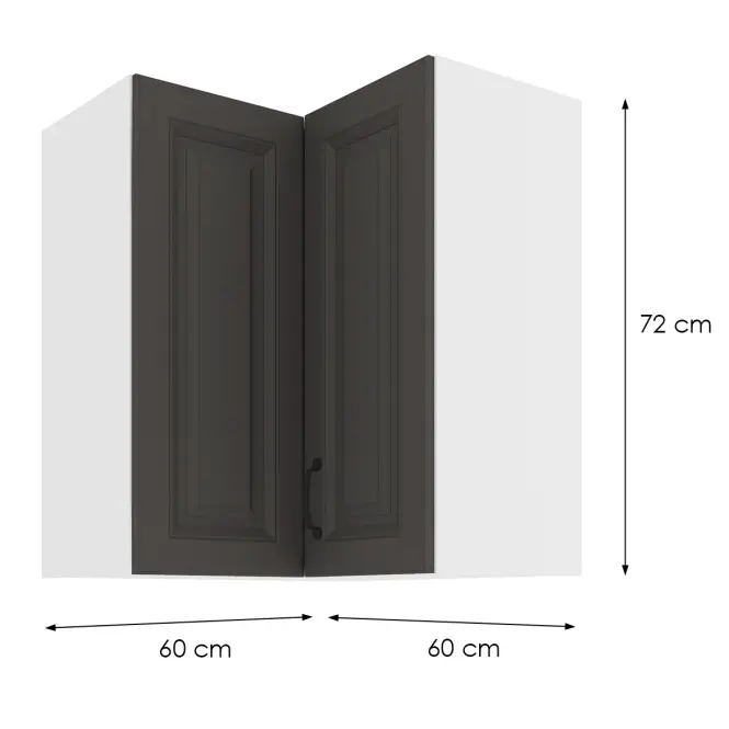 Konyhaszekrény STILO GRAFIT/fehér 60X60 GN-72 2F (90°)