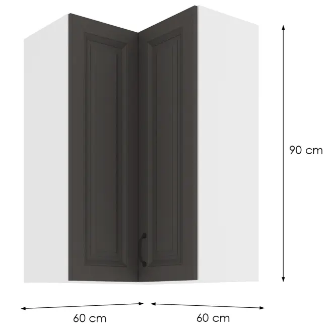 Konyhaszekrény STILO GRAFIT/fehér 60X60 GN-90 2F (90°),2