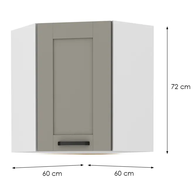 Konyhaszekrény LUNA CLAYGREY/fehér 60X60 GN-72 2F (45°)