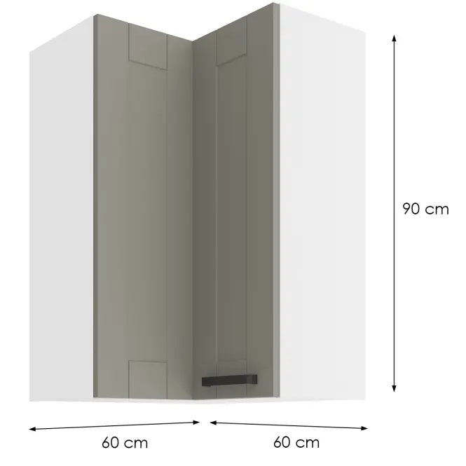 Konyhaszekrény LUNA CLAYGREY/fehér 60X60 GN-90 2F (90°),2