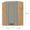 Konyhaszekrény LUNA CLAYGREY/ARTISAN 60X60 GN-90 1F (45°),2