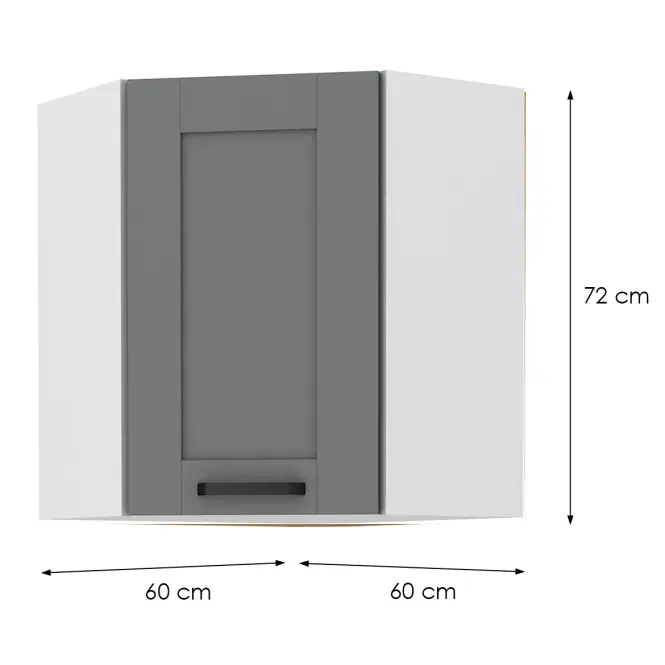 Konyhaszekrény LUNA DUSTGREY/fehér 60X60 GN-72 2F (45°),2