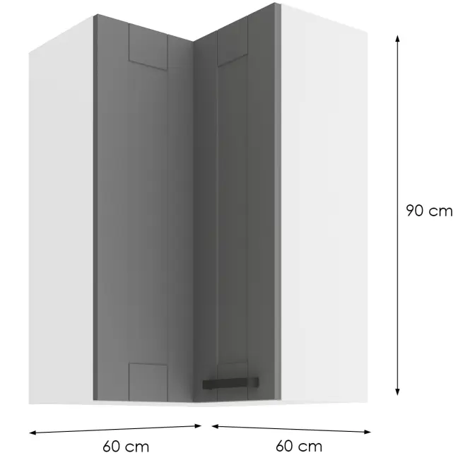 Konyhaszekrény LUNA DUSTGREY/fehér 60X60 GN-90 2F (90°)