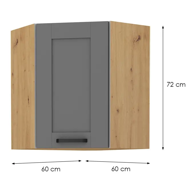 Konyhaszekrény LUNA DUSTGREY/ARTISAN 60X60 GN-72 2F (45°),2