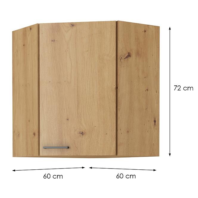 Konyhaszekrény MODENA Fekete/tölgy ARTISAN 60X60 GN-72 2F (45°)