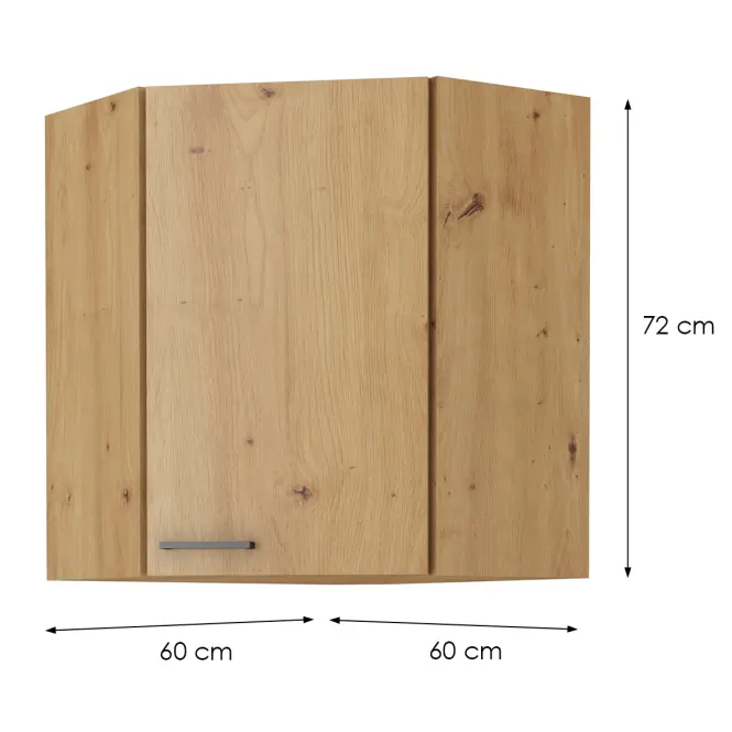 Konyhaszekrény MODENA Fekete/tölgy ARTISAN 60X60 GN-72 2F (45°),2